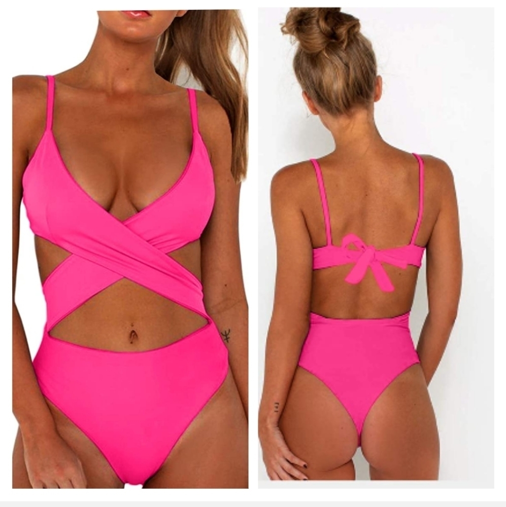 🦩 NWOT CHYRII Sexy Criss Cross High Waisted Cut Out One Piece Monokini Swi…